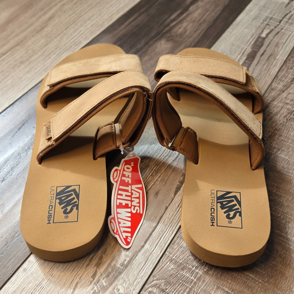 Vans Cayucas Slide Tan Leather Sandals Womens 9 VN0A3MW2GUL - Picture 3 of 5